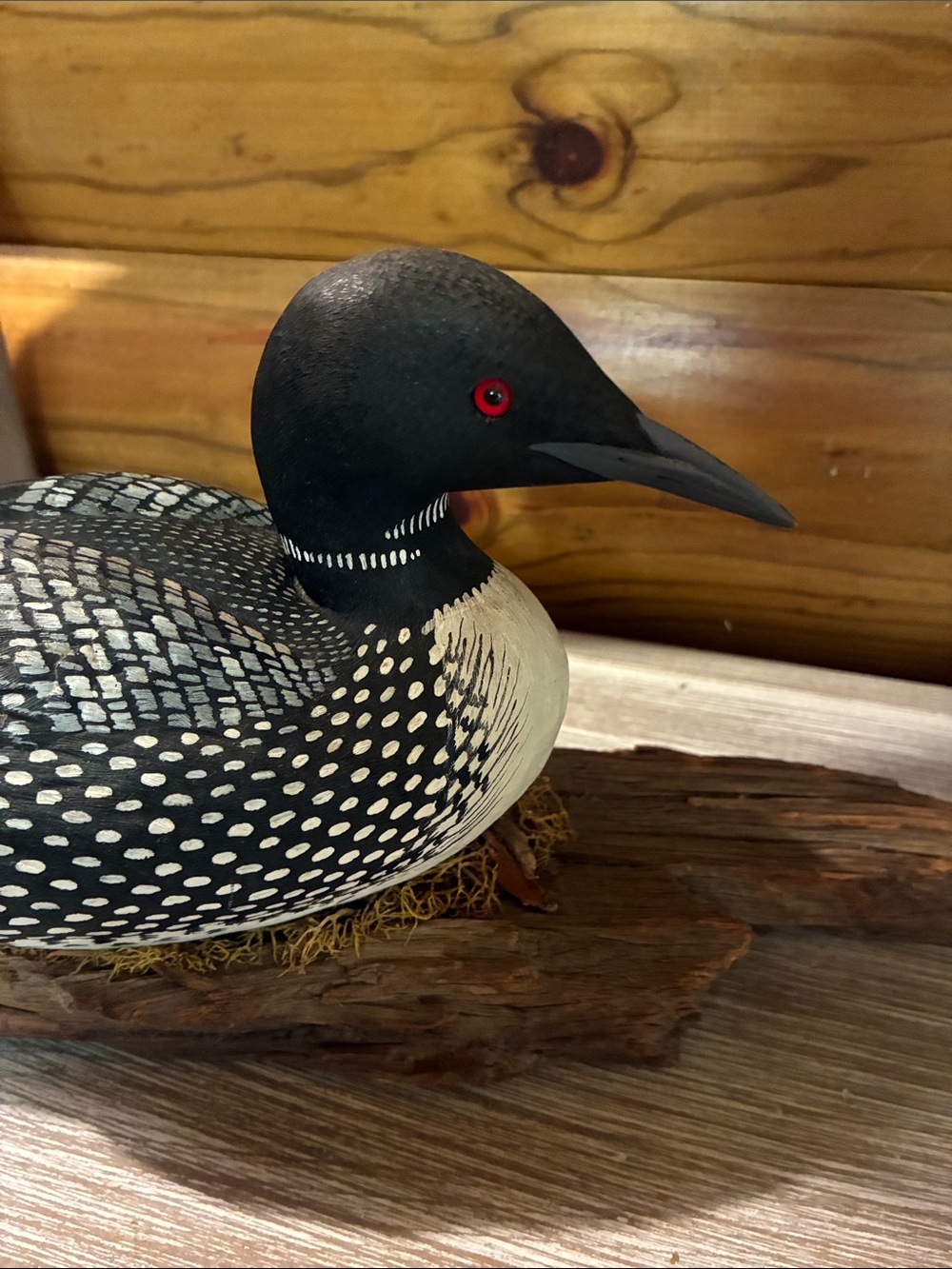 Vintage Loon Decoy Figurine Hand Painted Black & White Bird Decor Rustic Cabin - Picture 6 of 12